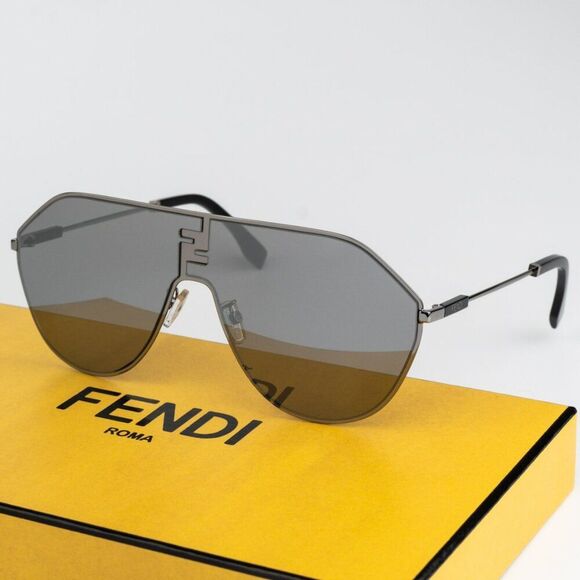 NEW Fendi FE40080U FF MATCH 12C Ruthenium Smoke Mirror Unisex Round Sunglasses Fendi Men Sunglasses Ruthenium Smoke Mirror Round FE40080U  main image 3